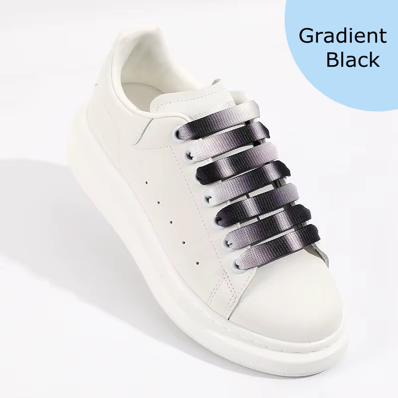 Gradient Color Shoelaces Rainbow Shoelace MCQ Classic Casual White Shoes Flat Laces Unisex Precision Weaving 100CM 6 Colors