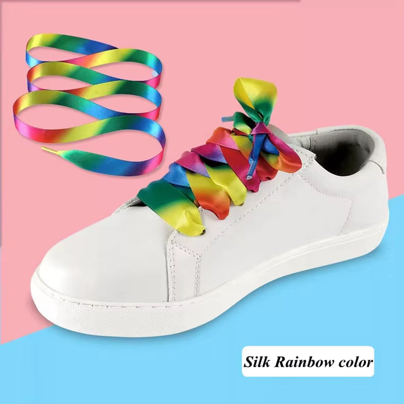 Fare Bella ! Color your Shoe Laces . This is 1 Pair of Gradient Shoelaces Rainbow Laces Colorful Flat Shoelace for Sneaker Casual Canvas Shoe Laces Shoes Strings 90Cm/100Cm Buy a few for variety!