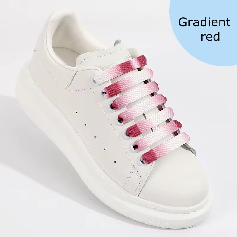 Gradient Color Shoelaces Rainbow Shoelace MCQ Classic Casual White Shoes Flat Laces Unisex Precision Weaving 100CM 6 Colors