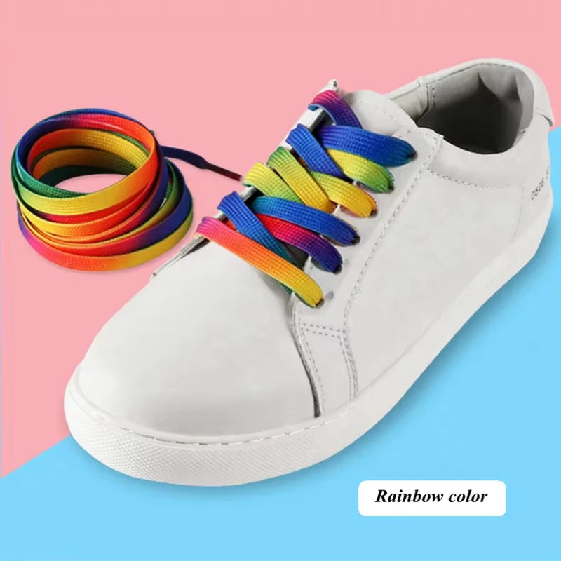 Fare Bella ! Color your Shoe Laces . This is 1 Pair of Gradient Shoelaces Rainbow Laces Colorful Flat Shoelace for Sneaker Casual Canvas Shoe Laces Shoes Strings 90Cm/100Cm Buy a few for variety!