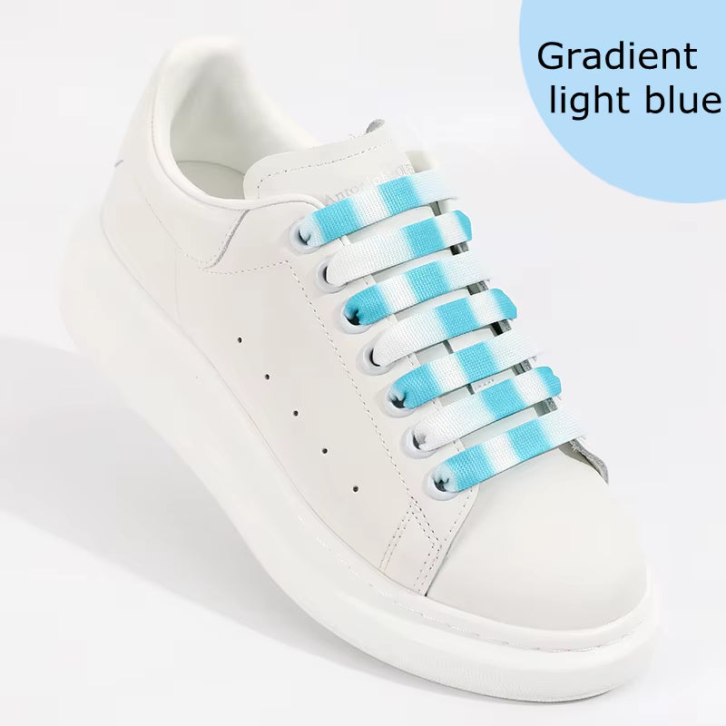 Gradient Color Shoelaces Rainbow Shoelace MCQ Classic Casual White Shoes Flat Laces Unisex Precision Weaving 100CM 6 Colors