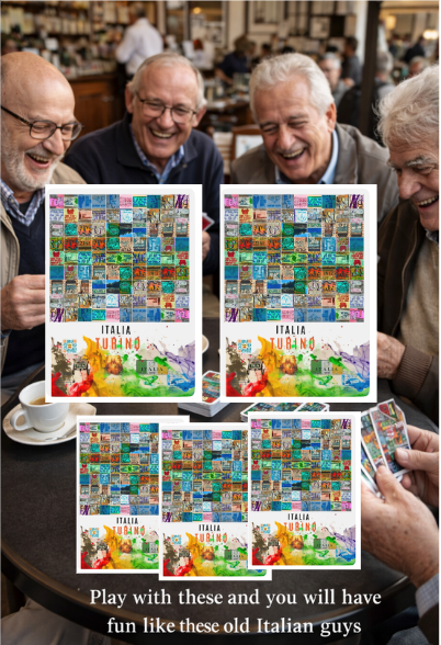 Poker Cards Authenticated Art Designs  Direct From Italy With QR Code Leading to Bonus Items to Entertain You While You Play